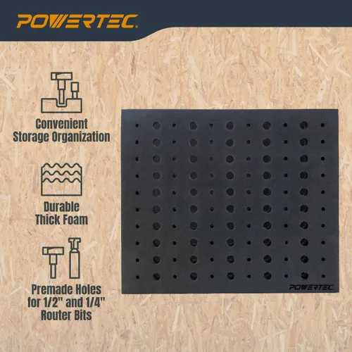 Miniatura 2 de POWERTEC Insertos de almacenamiento de brocas de enrutador para 110 brocas, 50 brocas de 1/2 pulgada y 60 brocas de enrutador de vástago de 1/4