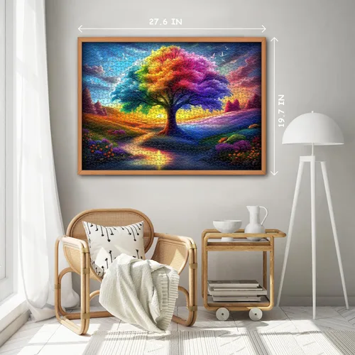 Miniatura 4 de Rompecabezas del Árbol del Arco Iris de la Vida para Adultos de 1000 Piezas, Rompecabezas de Gradiente de Paisaje Colorido, Rompecabezas