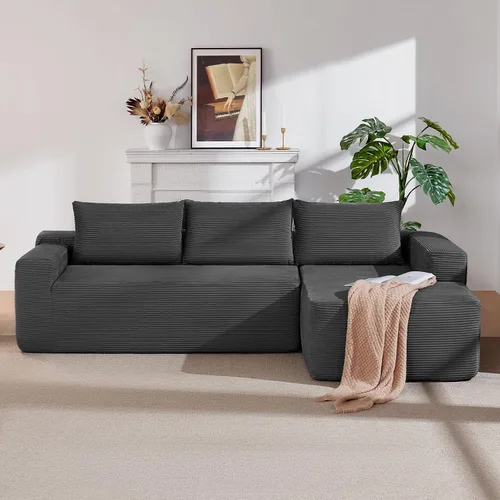 Miniatura 30 de Sofá modular Cloud de 108 pulgadas, moderno sofá deshuesado con otomana móvil, sofá modular de asiento profundo, sofás esquineros de pana para sala