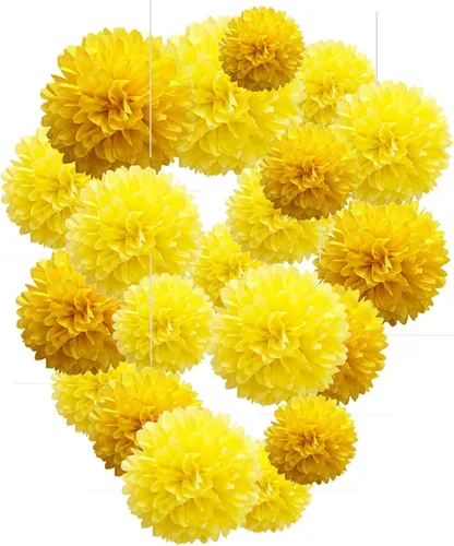 Miniatura 14 de Capesaro Pompones de Papel Dorado y Negro - 10", 12" Decoraciones de Papel Tisú para Decoración Colgante de Fiestas - Juego de 12 Piezas