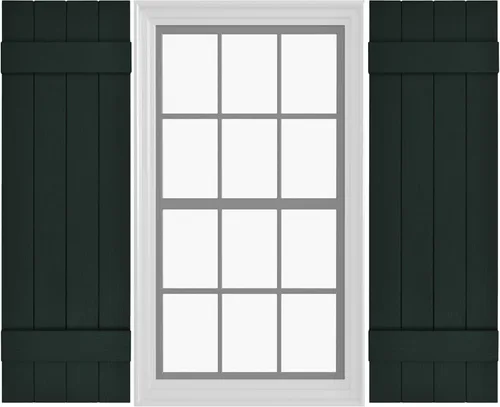 Miniatura 22 de Persianas de Vinilo Board & Batten (1 Par) 11"x31" (3-Tableros) - Negro Cosmos/Pintable Persianas Exteriores para Ventanas Incluye Herrajes