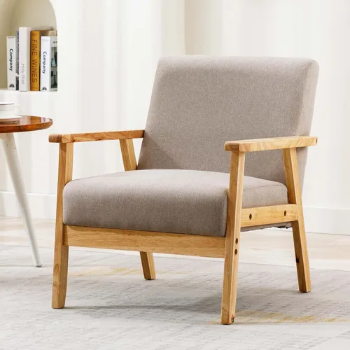 DUHOME Sillas decorativas modernas para sala de estar, sillón con brazo con marco de madera para dormitorio, granja, oficina en casa, balcón, color