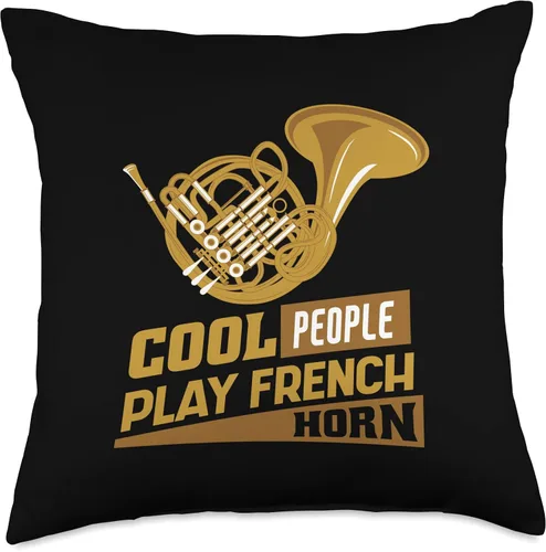 Miniatura 4 de Echoes Of Brilliance French Horn Cool People Play French Horn Music Throw Pillow, 16x16, Multicolor