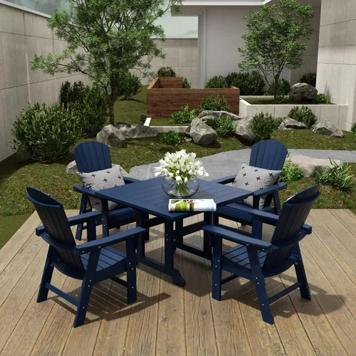 Miniatura 19 de WestinTrends Dylan Adirondack - Juego de 6 mesas y sillas de comedor para exteriores para todo tipo de clima, mesa y sillas de patio de madera