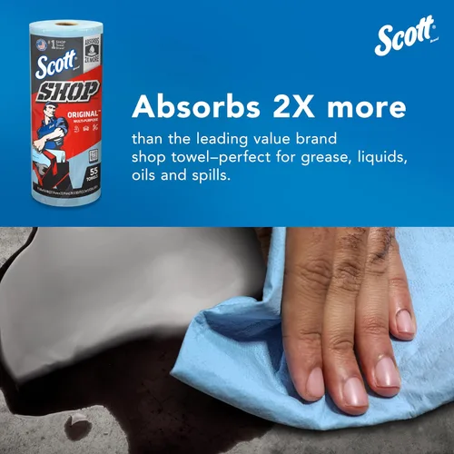 Miniatura 7 de Scott® Original (75147) - Toallas para taller, azules, (55 toallas por rollo, 12 rollos por caja, 660 toallas por caja)