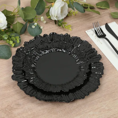 Efavormart - Juego de 20 platos de plástico con diseño de arrecife negro, platos de fiesta de postre y aperitivo de 7 pulgadas, elegante vajilla