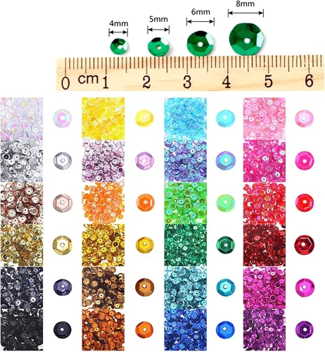 Miniatura 2 de Zhiheng Surtido de 4 tamaños de 0.157 in, 0.197 in, 0.236 in, 0.315 in, lentejuelas redondas con agujeros, paillettes redondos para costura, boda