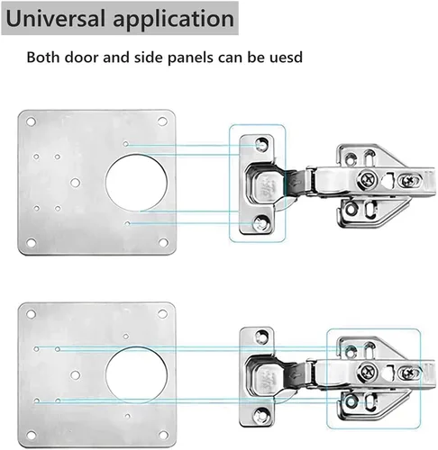Miniatura 4 de Placa de reparación de bisagras, soporte de placa de reparación de acero inoxidable con tornillos de montaje para muebles, estantes, gabinete