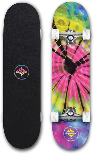 Shark Wheel Patineta de calle, patineta completa con ruedas de tiburón blanco para patinaje de carretera