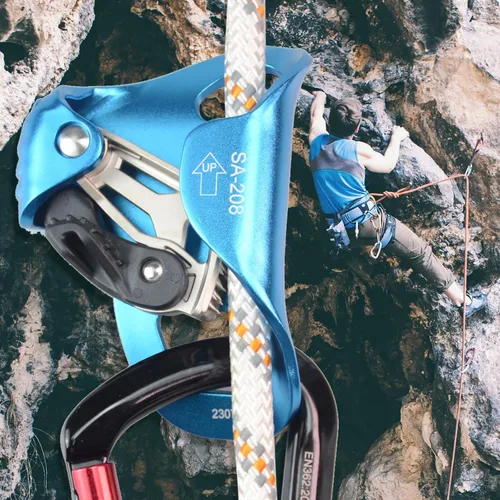 Miniatura 6 de Ascensor de pecho de escalada mejorado, equipo de rapelado fuerte con certificación CE de 220.5 lbs con dientes inoxidables afilados para escalada
