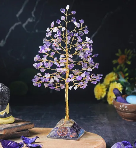 Miniatura 6 de Árbol de la vida de chakras de aventurina amarilla, árbol de cristal para energía positiva, decoración de Feng Shui, árbol de piedras preciosas
