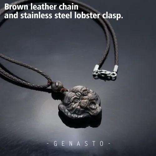 Miniatura 3 de GENASTO Obsidian Stone Necklace Crystal Healing Crystal Pendant Spiritual Jewelry Natural Stone for Happiness and Lucky