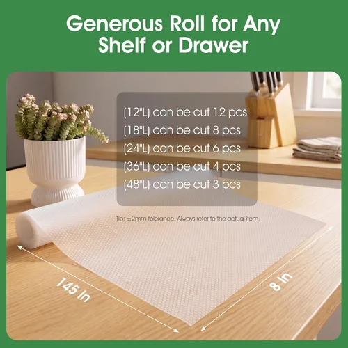 Miniatura 9 de PABUSIOR Revestimiento transparente para estantes de gabinete: forro impermeable y no adhesivo para cajones de cocina, fácil de limpiar, tapete