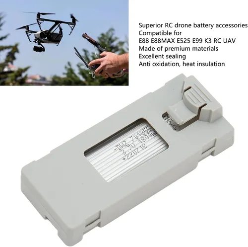 Miniatura 2 de VBESTLIFE Batería RC Dron, 3.7V RC Drone Batería de repuesto compatible con E88 E88MAX E525 E99 K3 RC UAV, 1800 mAh (gris)