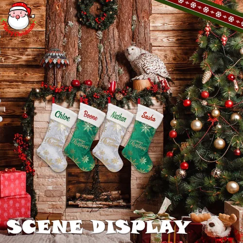 Miniatura 31 de Calcetines de Navidad personalizados para perros y gatos, calcetín de Navidad bordado con nombre personalizado en forma de pata de mascota o hueso