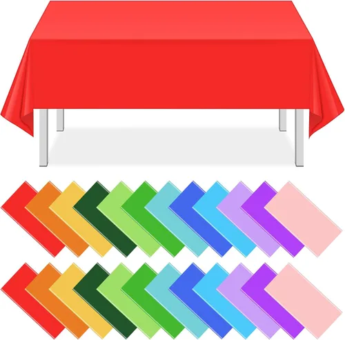 Miniatura 9 de Paquete de 12 manteles de plástico desechables de plástico de colores surtidos, manteles rectangulares coloridos para fiesta de arcoíris