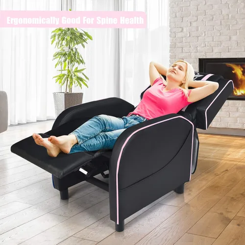 Miniatura 4 de POWERSTONE Silla reclinable para juegos, sillas reclinables para adultos, sofá ergonómico de cuero con reposapiés, soporte lumbar, reposacabezas