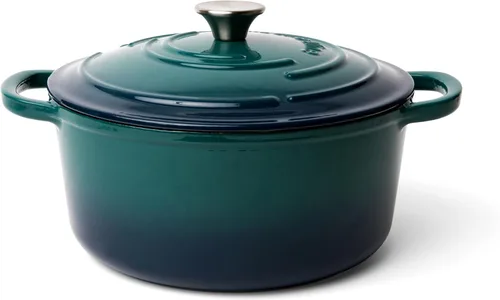 Larder & Vine Horno holandés de hierro fundido esmaltado de 5.7 cuartos de galón con tapa, horno holandés para masa madre y hornear pan, esmalte no