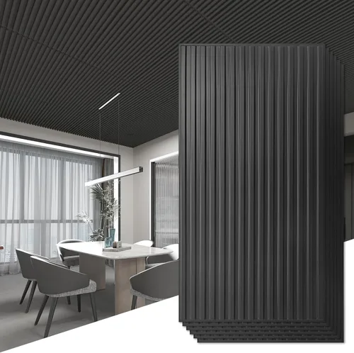 Miniatura 13 de Art3d Paquete de 6 paneles de pared 3D con diseño de listones para decoración de paredes interiores, baldosas decorativas de techo suspendido de PVC