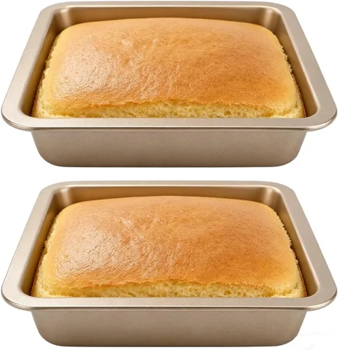 Miniatura 10 de Tissting 2 moldes rectangulares para tartas de 8.9 x 8.9 x 1.8 pulgadas (8.9 x 8.9 x 1.8 in), antiadherentes para pasteles, brownies, lasaña