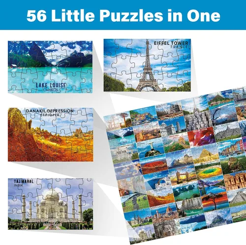 Miniatura 3 de Rompecabezas BenBen para Adultos 1000 Piezas, 56 Famosos Monumentos Escénicos del Mundo, Rompecabezas Desafiante de Paisaje de Póster de Viaje