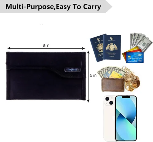 Miniatura 4 de Pequeña bolsa de dinero ignífuga, para dinero en efectivo e identificación, 2012℉ 8x5 pulgadas pequeña bolsa ignífuga, contenedor de sobre fuego