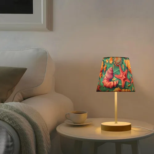 Miniatura 6 de ODAWA Desk Lamp Dimmable Vintage Seashell Blue Bedroom Lamps with USB Ports Table Lamps for Bedroom