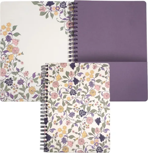 Miniatura 12 de Steel Mill & Co - Cuaderno de espiral mini lindo, 8.25" x 6.25", diario con tapa dura y 160 páginas forradas, diseño floral naranja Anaranjado floral