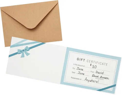 Miniatura 6 de Juvale Tarjetas de regalo en blanco, paquete de 36 unidades de 4 x 6 pulgadas, color azul, 250 GSM y sobres, certificados de regalo personalizables