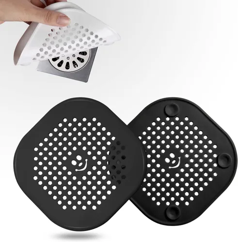 Miniatura 2 de Protector de silicona para cubrir drenaje de ducha, bañera, cocina, baño, recoge restos de cabello, paquete de 2, color negro