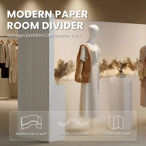 Miniatura 3 de Pared divisora de papel de 6 pies, partición de papel con luz LED, pantallas de privacidad retráctiles de 118-158 pulgadas con estante