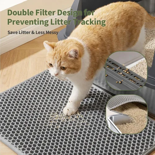 Miniatura 4 de Gimars Paquete de 2 cajas de arena de acero inoxidable XL para gatos grandes y mayores, bandeja de arena de metal para gatos múltiples con lados