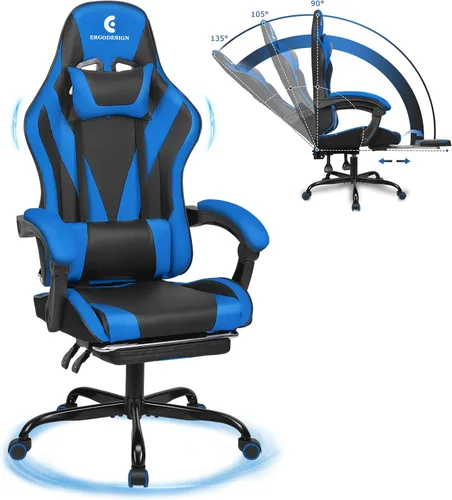 Miniatura 10 de Silla de juegos con reposabrazos y reposapiés Linkage, silla de videojuegos de respaldo alto, color negro