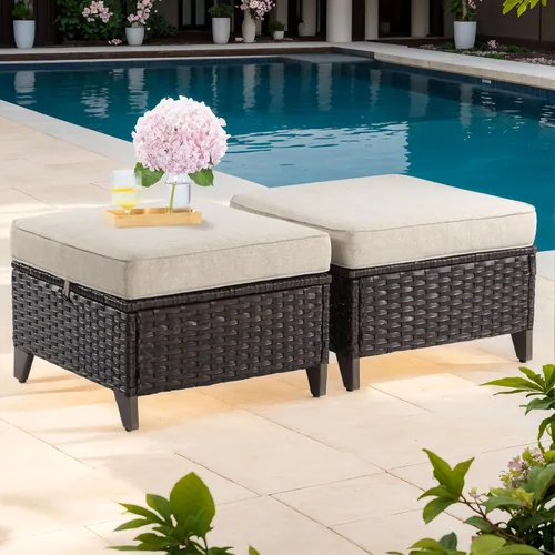 Miniatura 18 de Joyside Sofá de patio – Sofá de ratán de 3 plazas, sofá de respaldo alto para todo tipo de clima, tamaño grande mejorado con cojines de asiento de 4