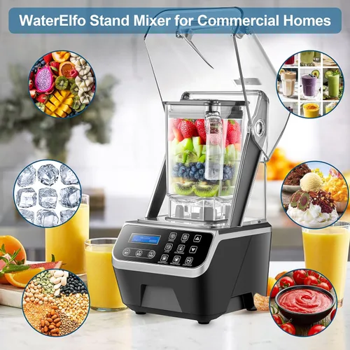 Miniatura 4 de Licuadora Comercial WaterElfo 2200W 2.1QT 68OZ Licuadora Silenciosa Motores Sin Escobillas Licuadoras Comerciales para Batidos, Bebidas Congeladas