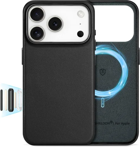 Miniatura 20 de SHIELDON Funda de cuero genuino para iPhone 17 Pro Max de 6.9 pulgadas 2025, [botón de la cámara actualizado], compatible con Magsafe, carga Azul