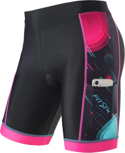 FitsT4 - Pantalones cortos de ciclismo para niños y niñas, pantalones cortos de triatlón acolchados para jóvenes con bolsillos