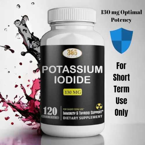 Miniatura 6 de Potasio Yoduro 130 mg - Tabletas de KI - Potasio 130 mg - Píldoras de Yodo de Potasio Fabricadas en EE. UU. YODO Naciente, Yoduro de potasio - 120
