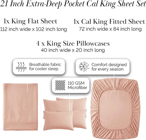Miniatura 346 de Southshore Fine Living, Inc. Juego de 7 piezas de sábanas King divididas para cama ajustable, juego de sábanas King divididas con bolsillo de 21
