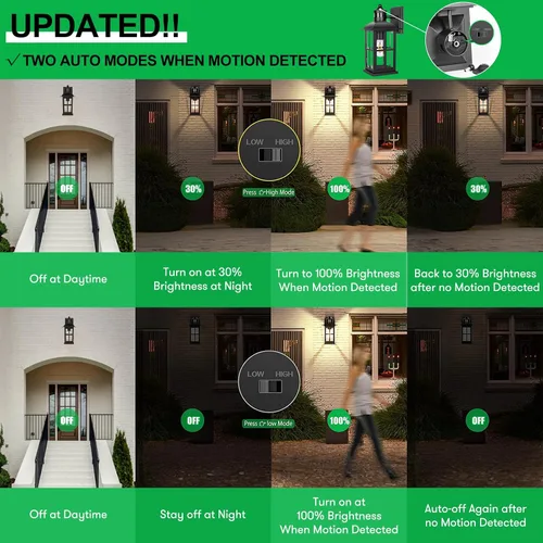 Miniatura 3 de Luz exterior con sensor de movimiento – Lámpara de pared avanzada del atardecer al amanecer, lámpara de porche impermeable, montaje de pared