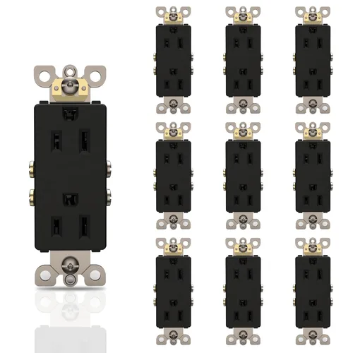 Miniatura 16 de ThunderWay Toma de corriente decoradora con placa de pared, toma eléctrica no resistente a manipulaciones, 15 amperios/125 V, autoconectada