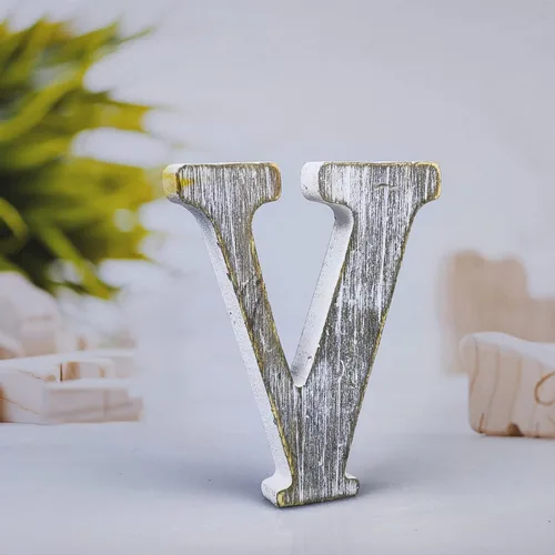 Miniatura 21 de Letras de madera rústica sin terminar de 4 pulgadas para decoración de pared, letras decorativas de pie en rodajas, decoración de tablero