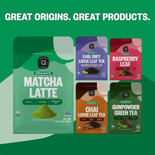 Miniatura 8 de FGO Té matcha latte en polvo, orgánico, bolsa a granel que se puede volver a cerrar, de 16 oz, matcha japonés con azúcar de caña orgánica