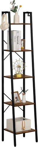 Miniatura 8 de Hzuaneri - Estantería escalera, estantería con soporte para libros, estante de almacenamiento de esquina independiente con 2 ganchos para oficina