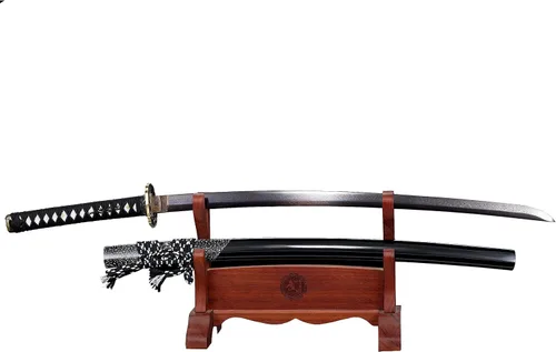 Miniatura 7 de Espada JIHPEN, Katana negra, espada samurái de espiga completa, afilada, hoja de acero de resorte con vaina negra - 41 pulgadas, variedad de estilos