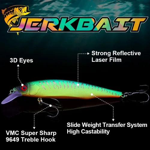 Miniatura 2 de Kit de Señuelo Jerkbait XFISHMAN - Señuelo de Peces Pequeños - Suspendido - Lubina, Lubina de Boca Pequeña, Lucioperca, Lubina de Boca Grande - 1