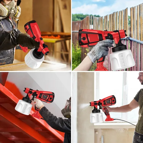 Miniatura 9 de Pulverizador de pintura de 1000 W para pintura de casa, pistola de pintura en aerosol de 32000 RPM con 3 patrones ajustables, pistola