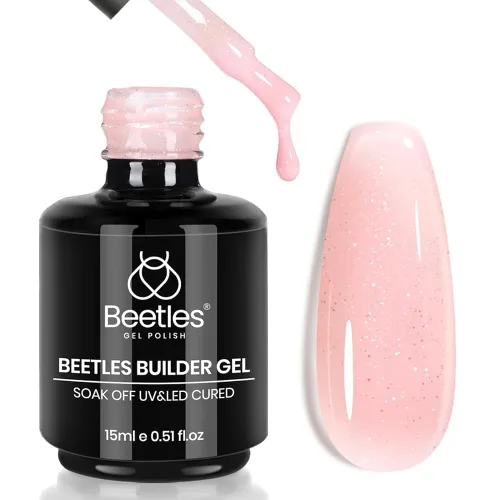 Miniatura 14 de Beetles Gel de uñas en gel de construcción 15ML, Gel fortalecedor de construcción 7 en 1, gel de uñas de extensión de uñas rosa nude translúcido