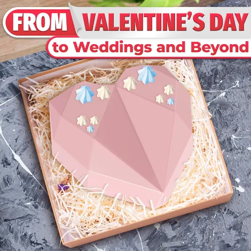 Miniatura 9 de Molde de corazón rompible – Molde de corazón de silicona con forma de diamante para conchas de chocolate, pasteles de mousse, tarta de queso – Boda
