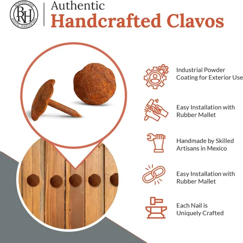 Miniatura 2 de Paquete de 10 clavos decorativos pequeños de 0.75 pulgadas, cierres de persiana oxidados, tachuelas de uñas decorativas para persianas de ventanas